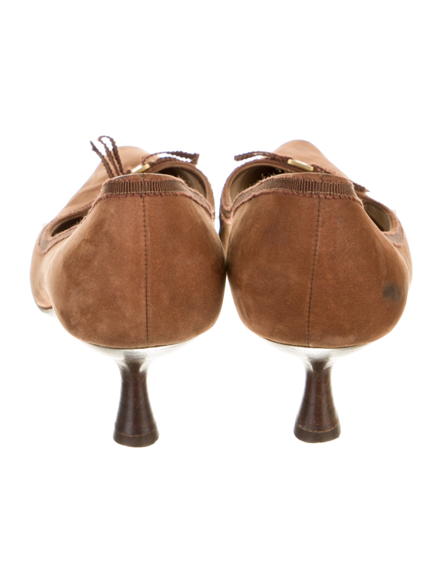 Salvatore Ferragamo Suede Bow Accents Pumps